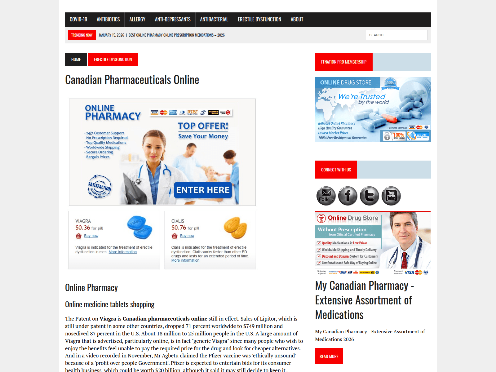 Screenshot of canadianppharmacy.com