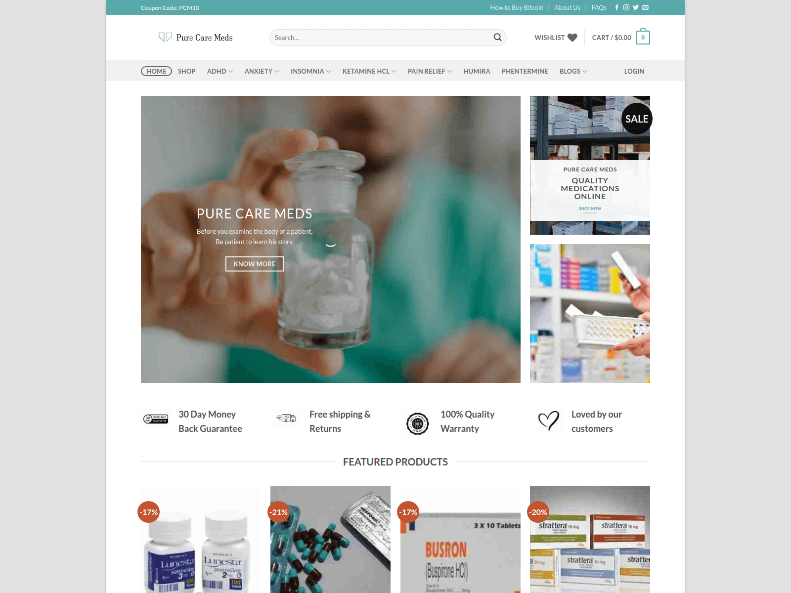 Screenshot of purecaremeds.com