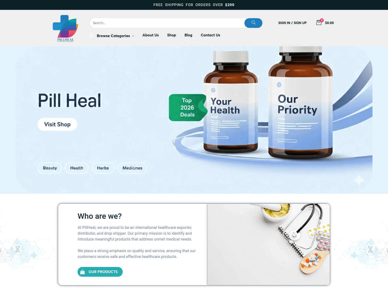 Screenshot of pillheal.com