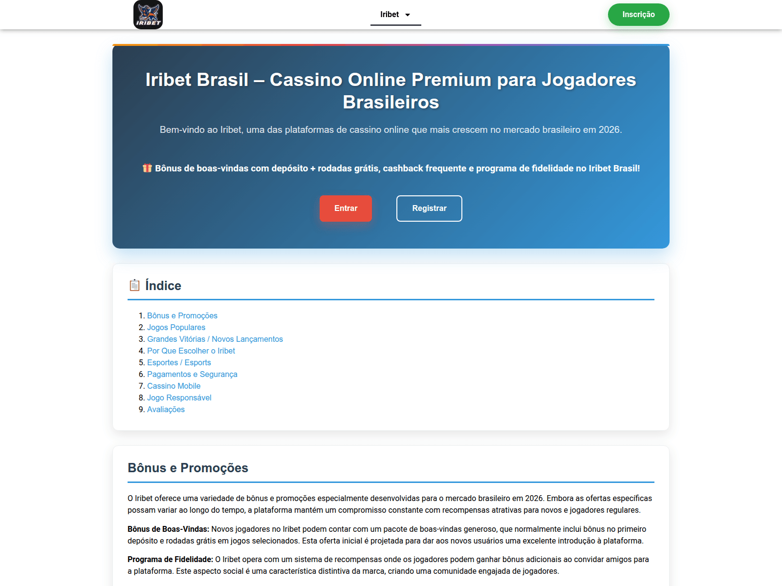 Screenshot of iribetbrazil.com