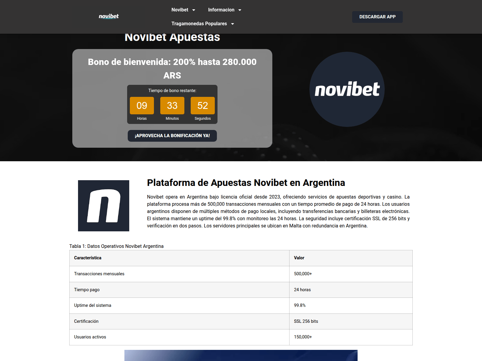 Screenshot of novibetargentina.com