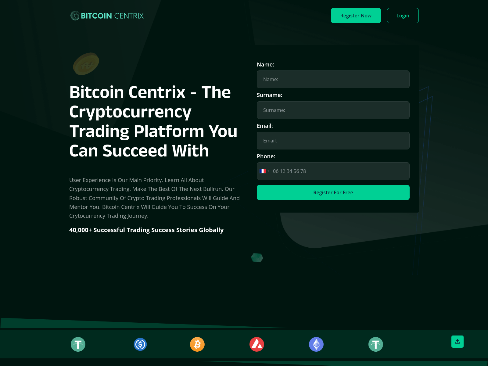 Screenshot of bitcoincentrix.com