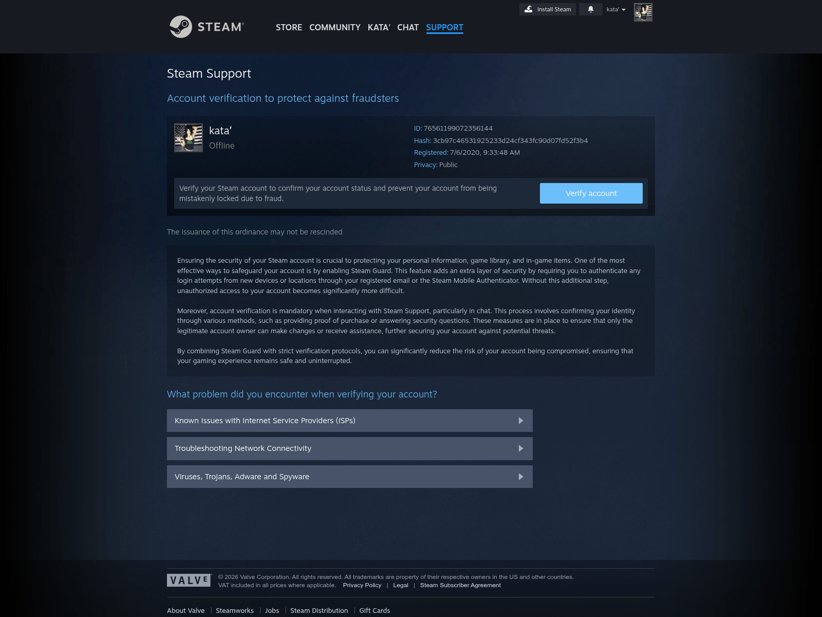 Screenshot of help.valvesecure.com