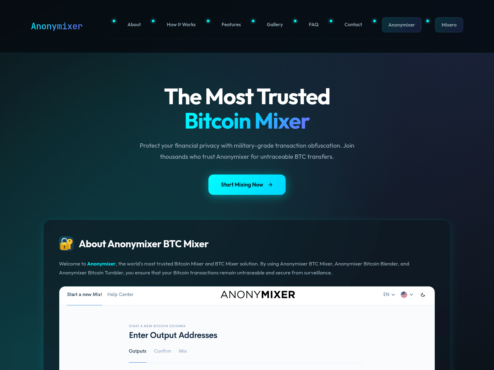 Screenshot of anonymixerbtc.com