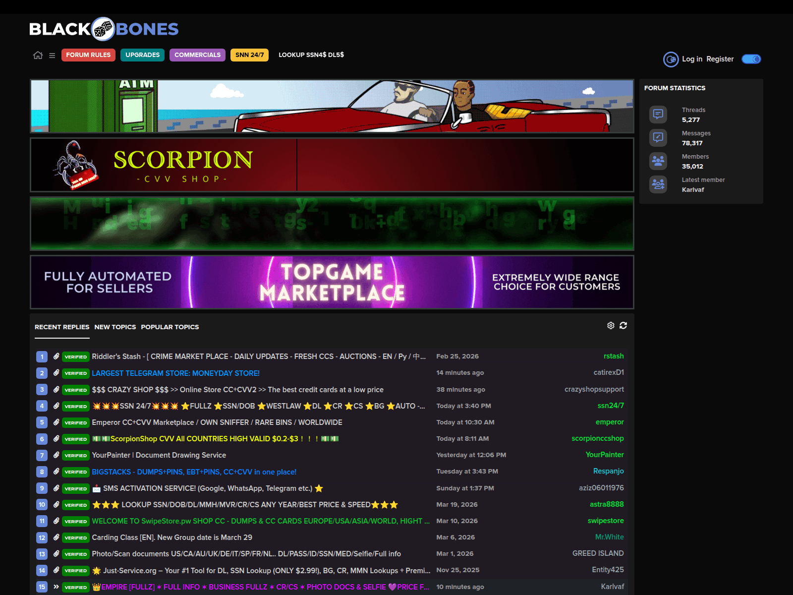Screenshot of blackbones.net