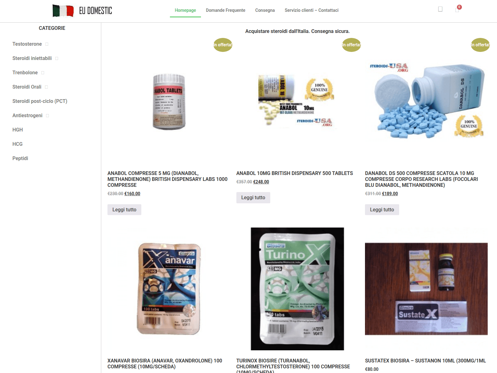 Screenshot of glianabolizzanti-vendita.org