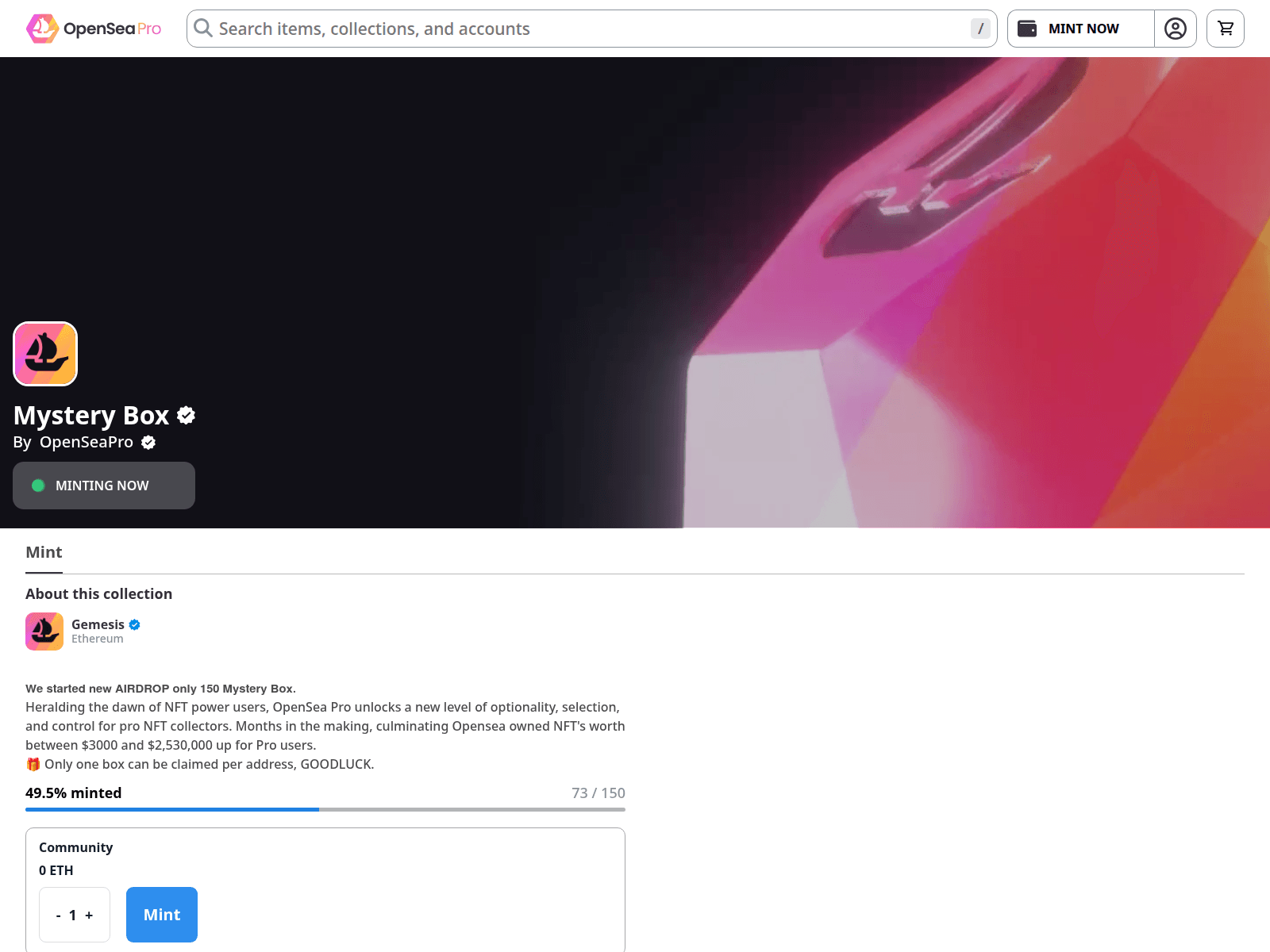 Screenshot of mint-nftbox-orpin.vercel.app