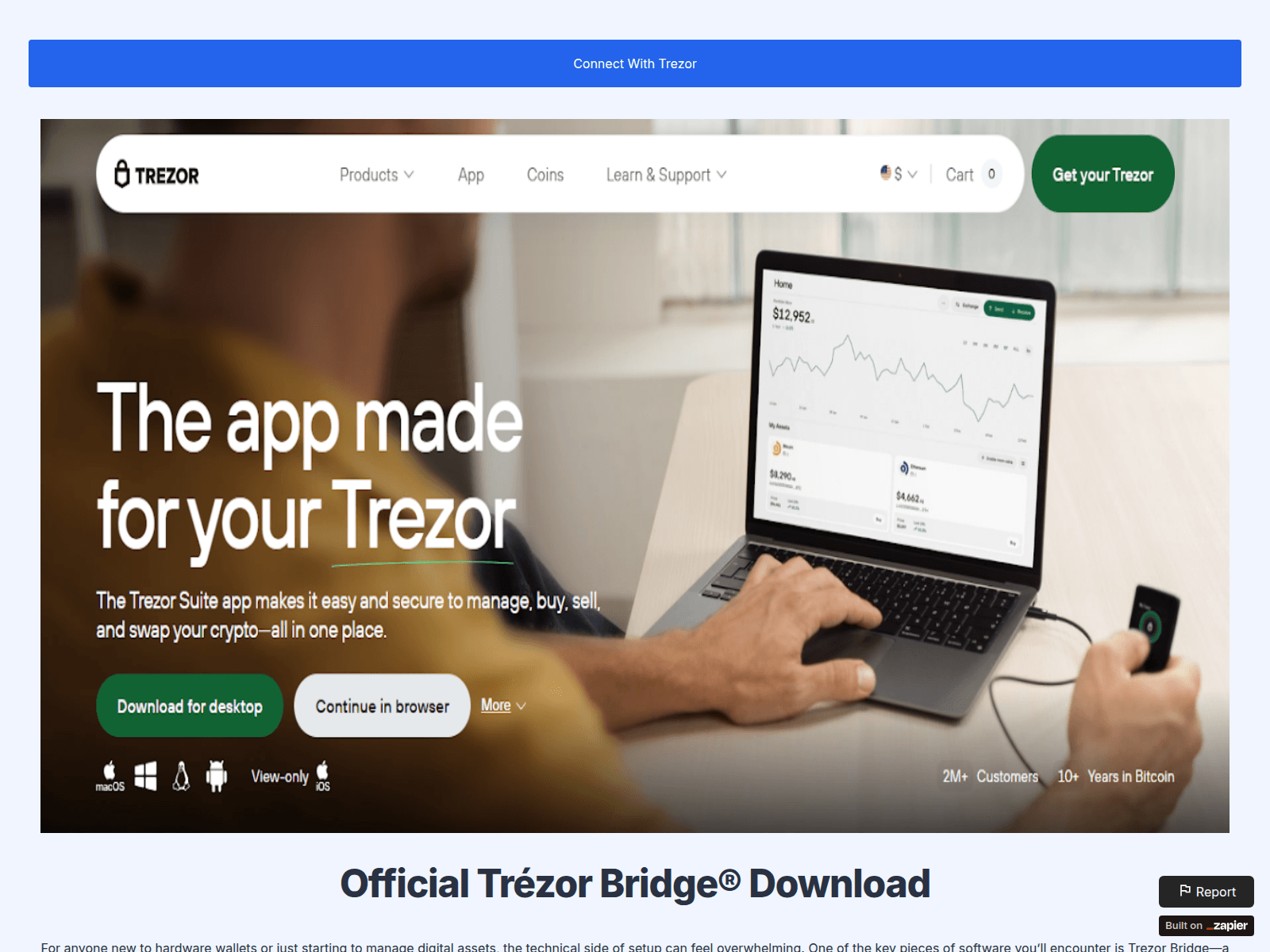 Screenshot of setup-bridge-tze.zapier.app