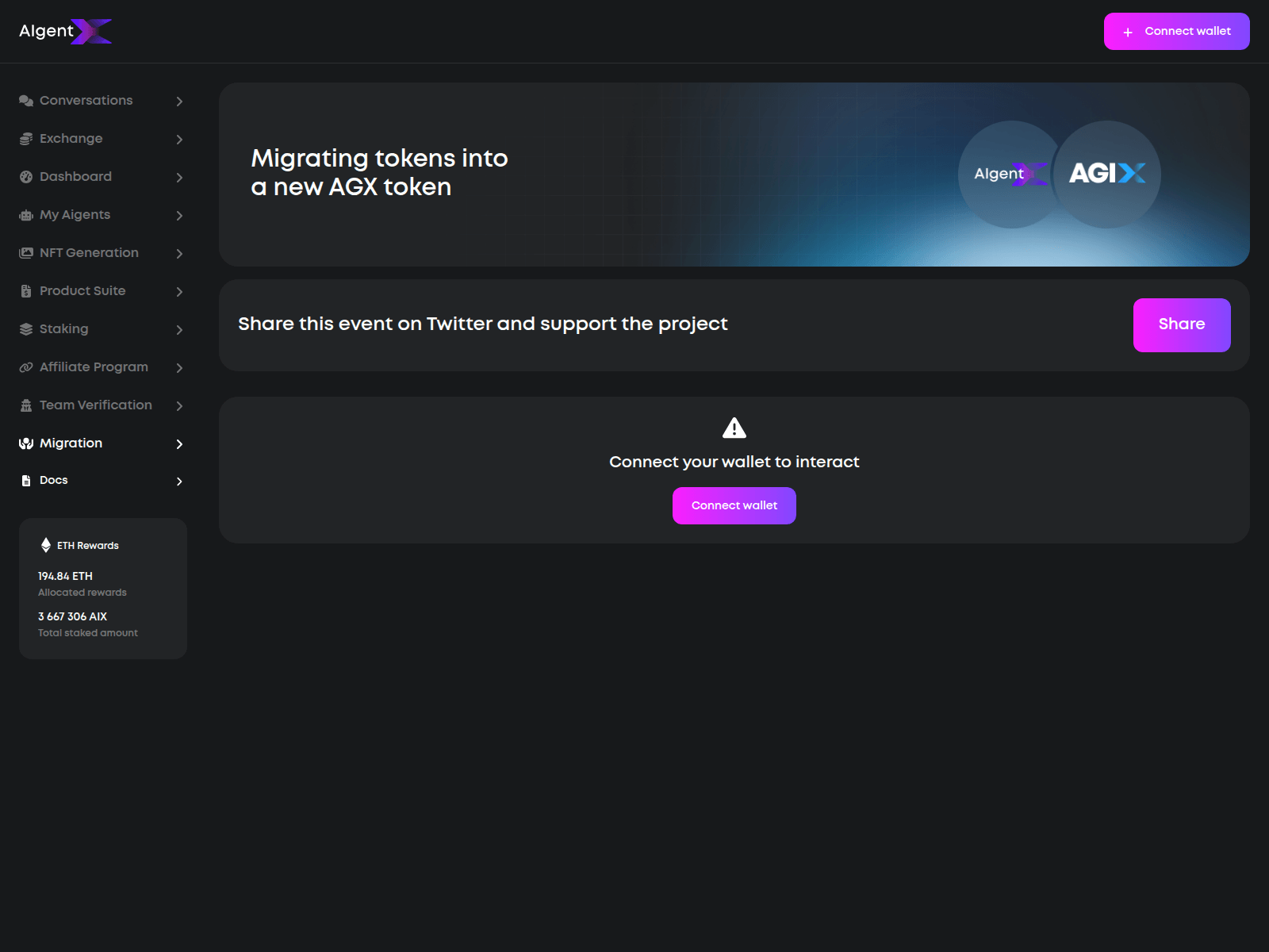 Screenshot of aigentx-xyz-migration.pages.dev