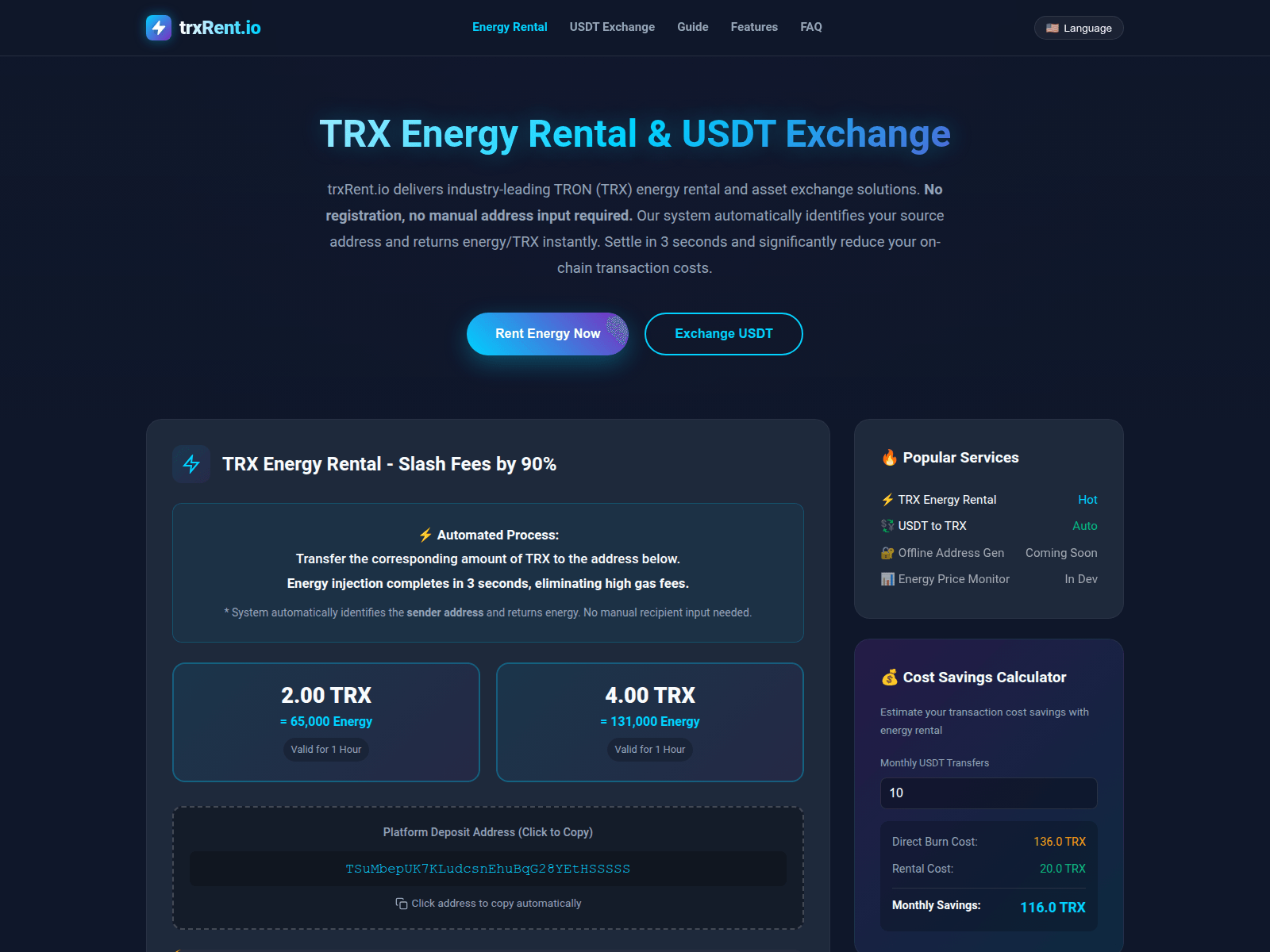 Screenshot of trxrent.io