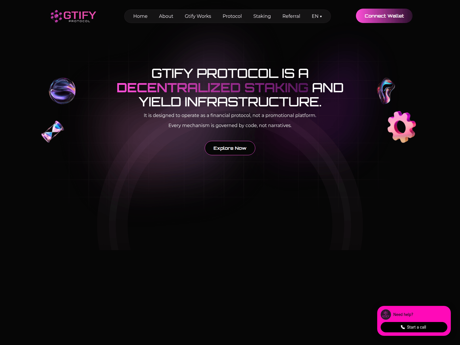 Screenshot of gtifyprotocol.io
