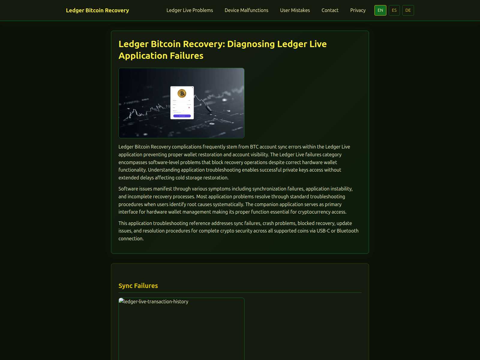 Screenshot of bitcoin-ledger-recoveryx.net
