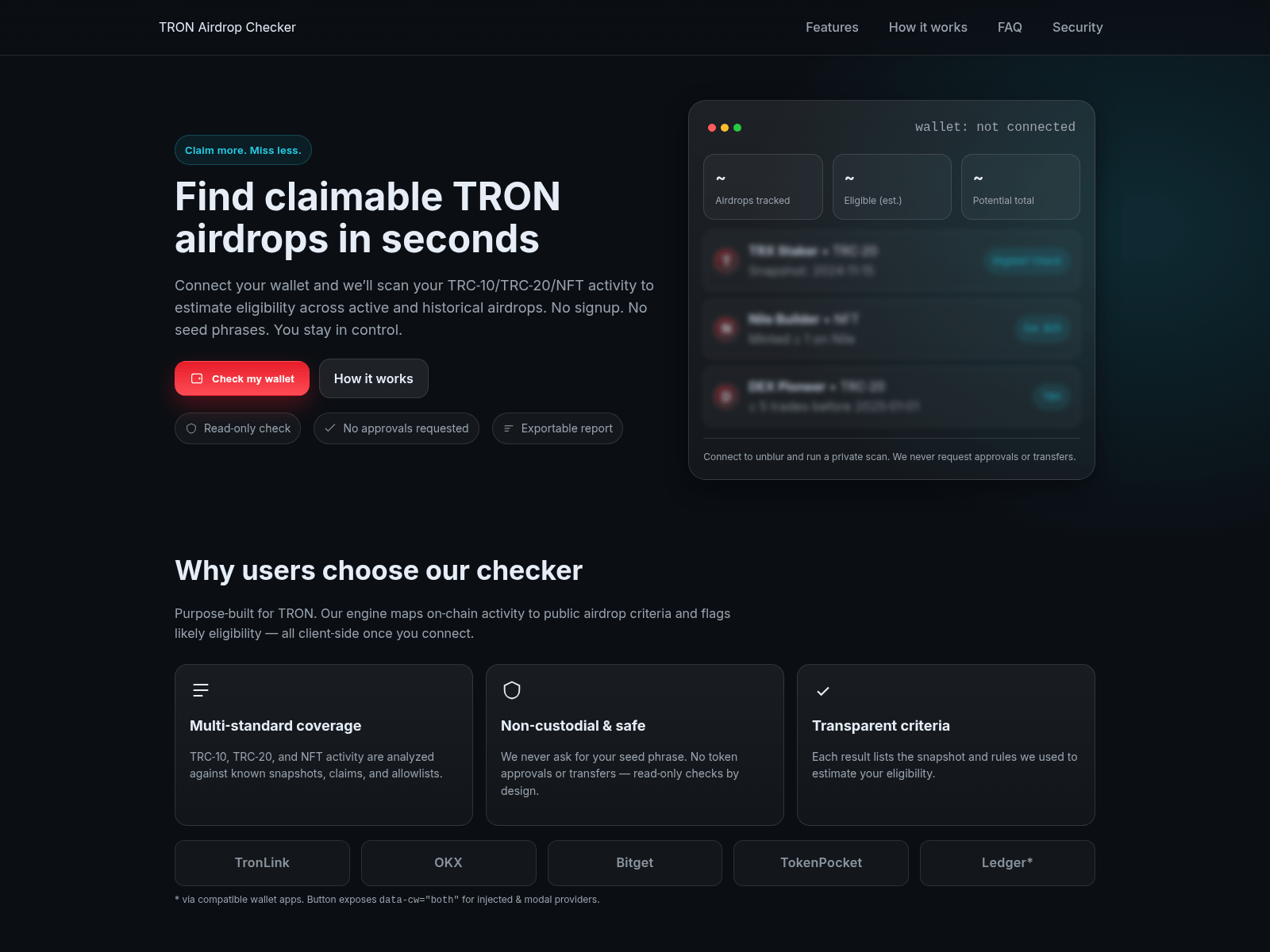 Screenshot of tronairdropchecker.xyz
