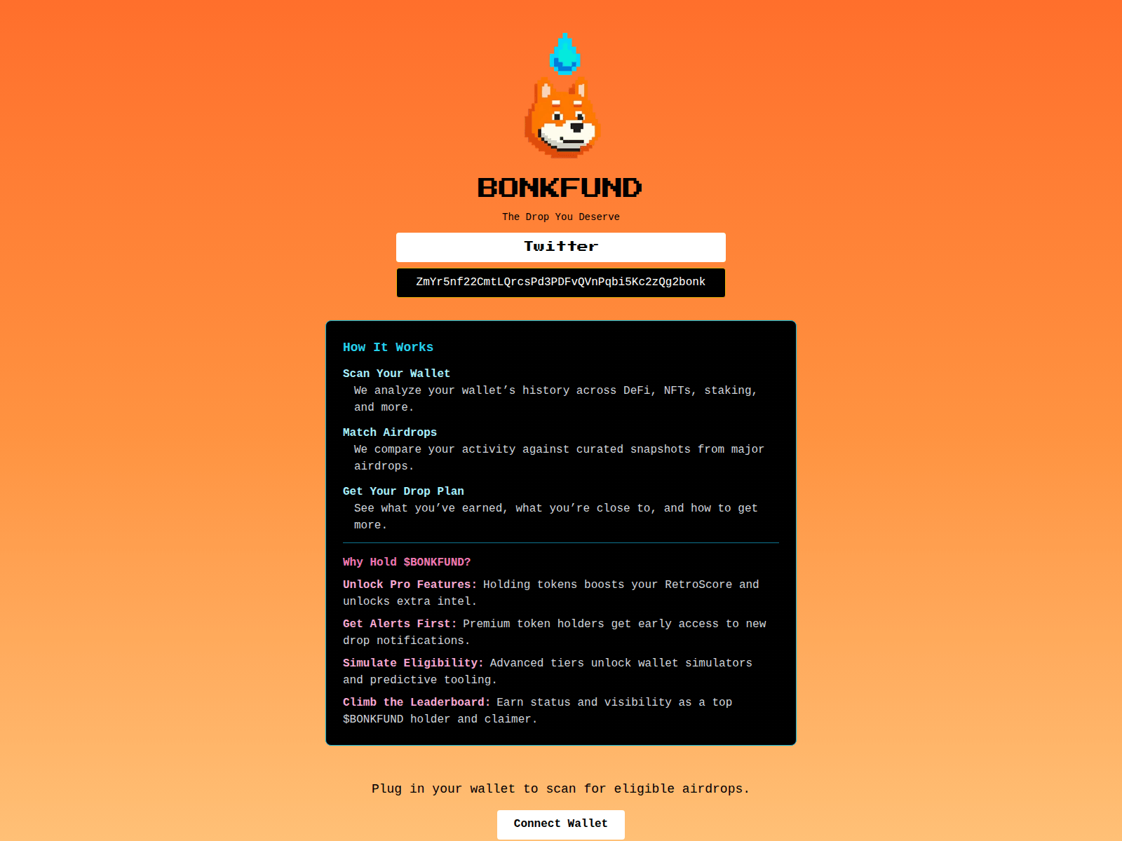 Screenshot of bonkfund.xyz