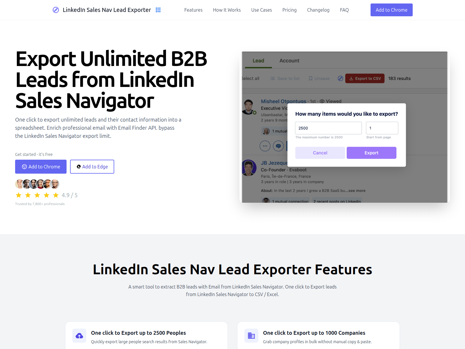 Screenshot of page-linkedin-sales-nav-export.pages.dev