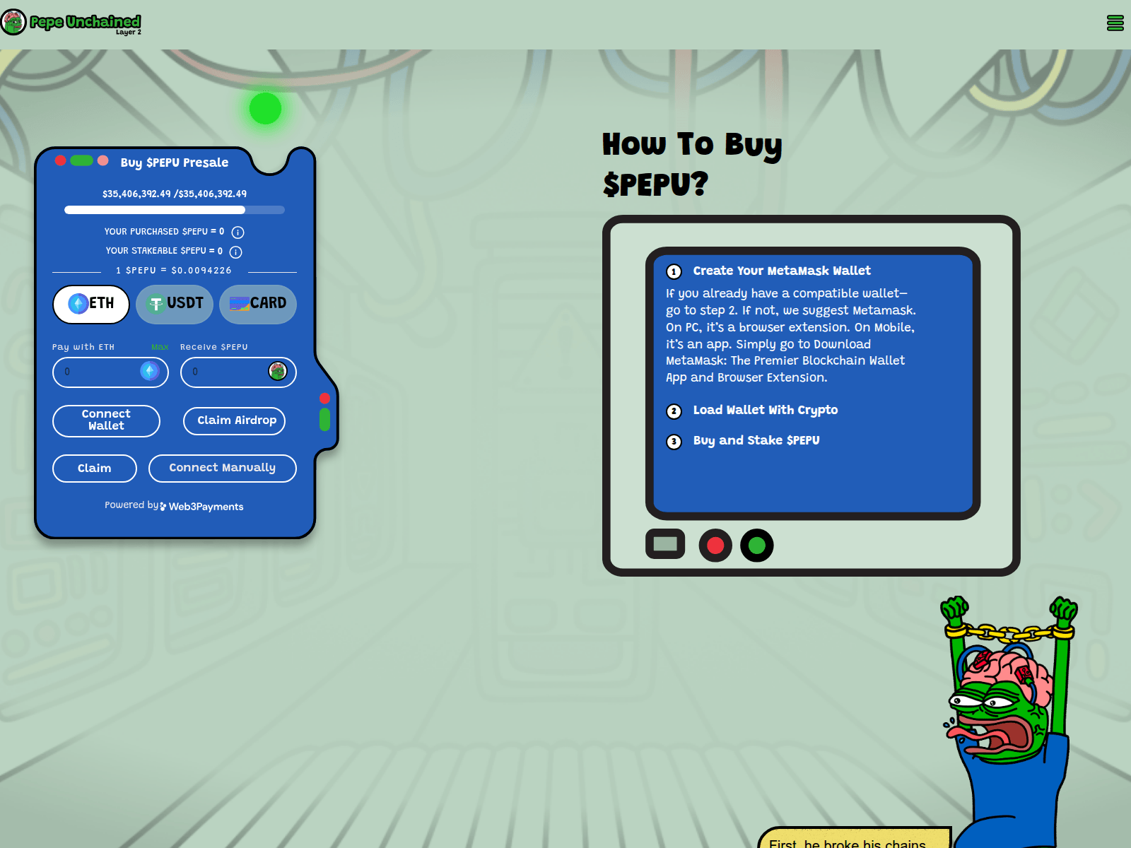 Screenshot of claimpeperewards.pages.dev