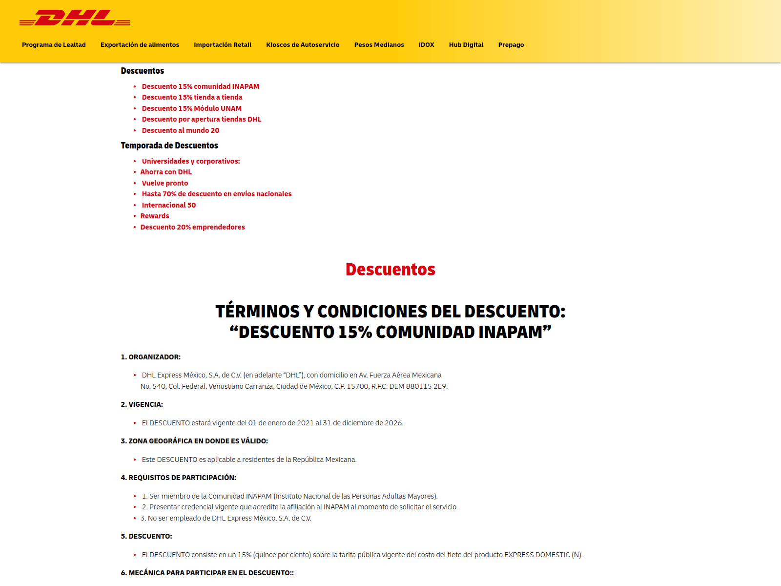 Screenshot of dhlproductosyservicios.com