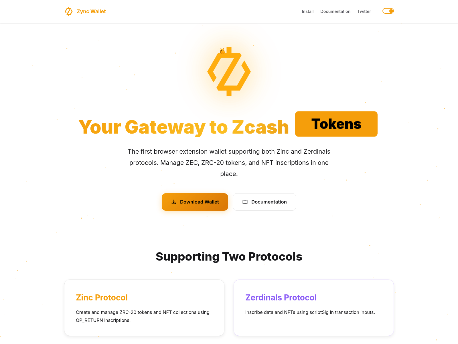 Screenshot of zyncwallet.xyz