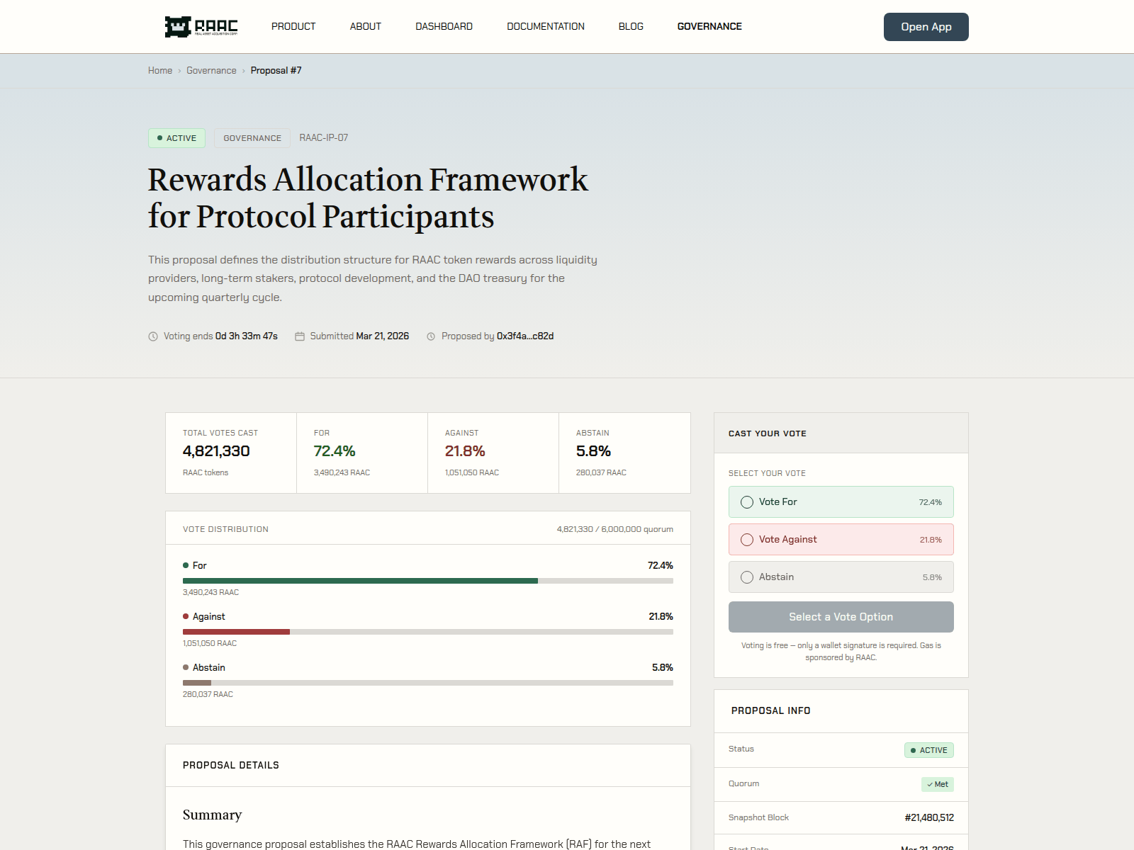 Screenshot of vote-raac.xyz