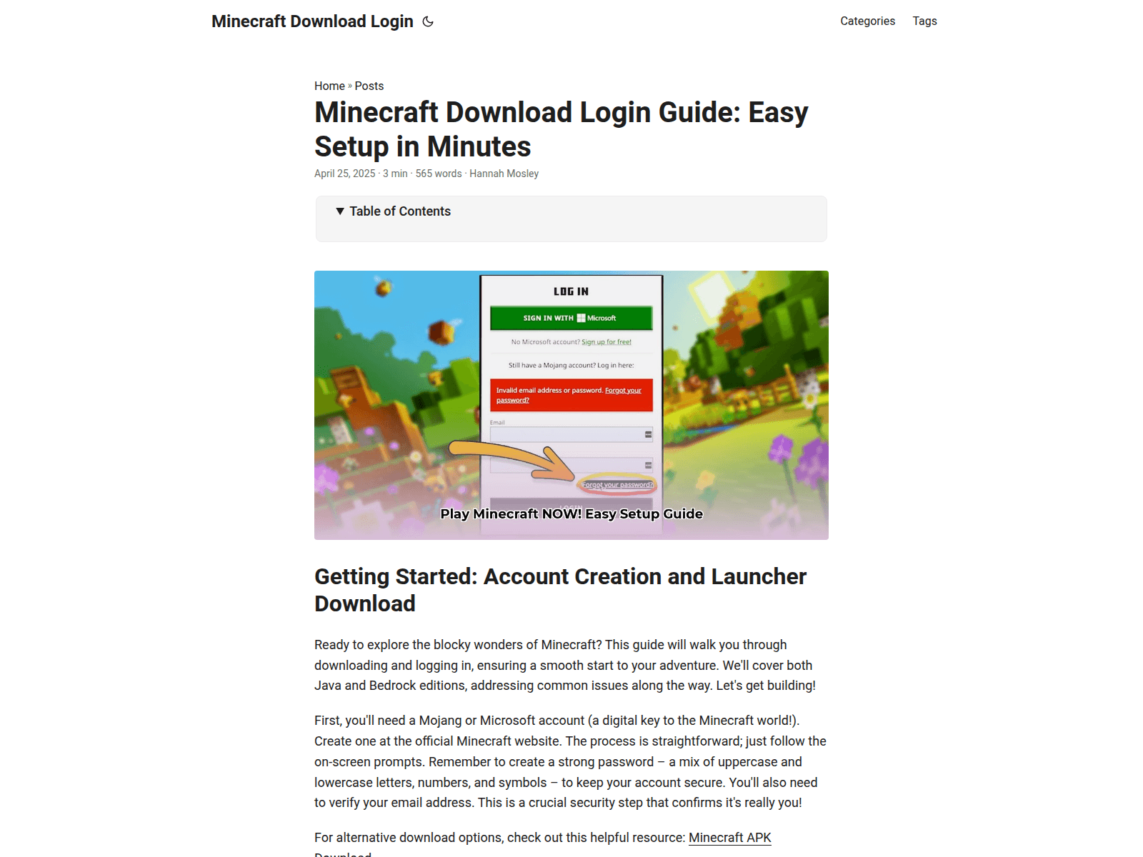 Screenshot of minecraft-download-login.pages.dev