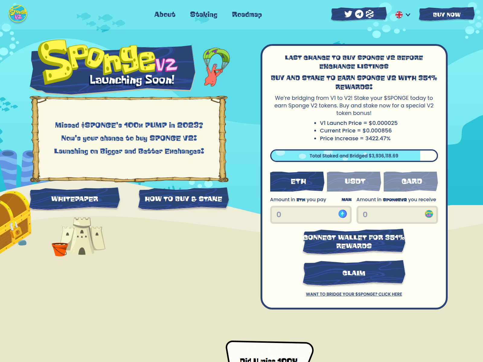 Screenshot of sponges-token.pages.dev