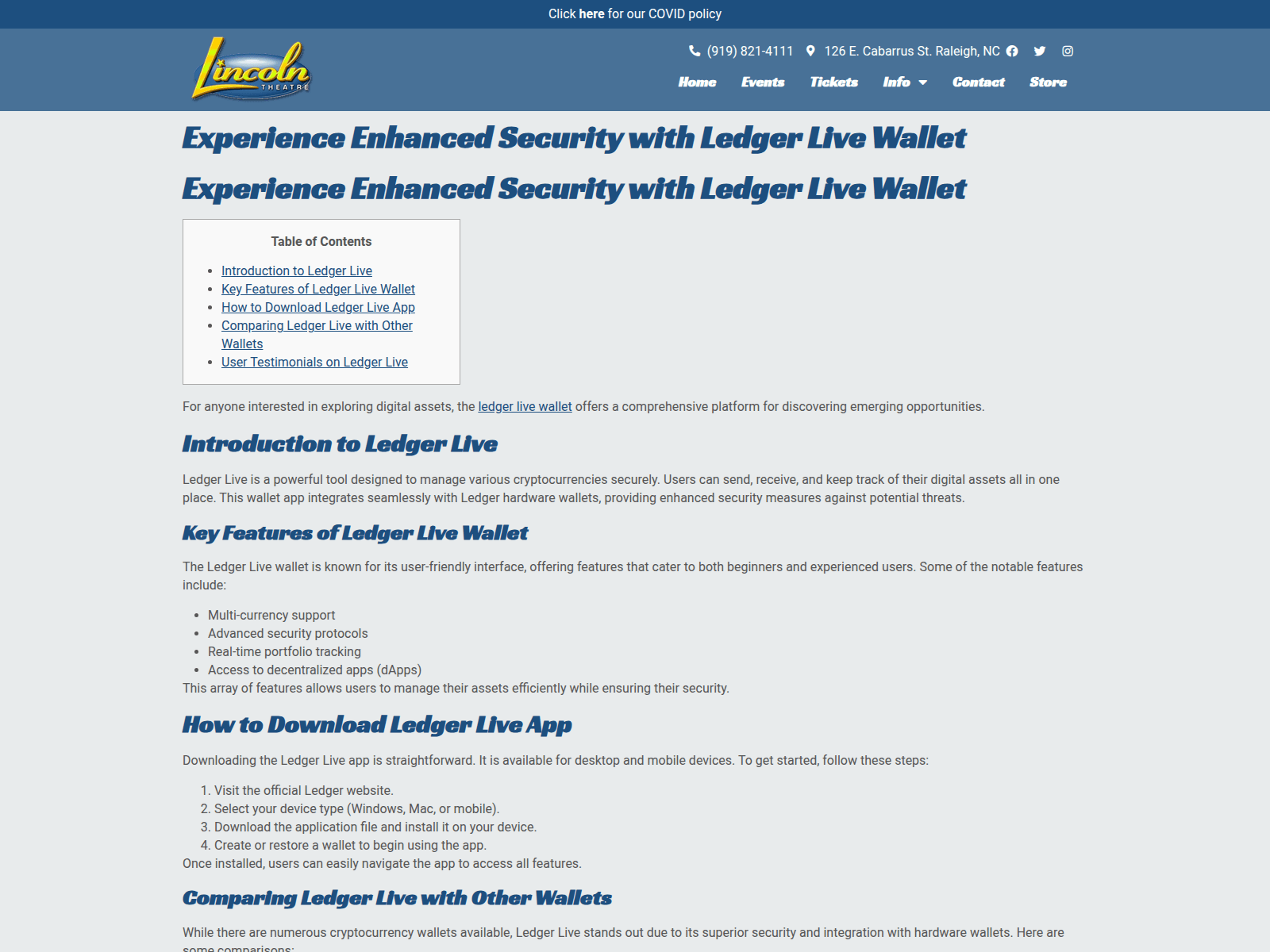 Forensic screenshot of lincolntheatre.com