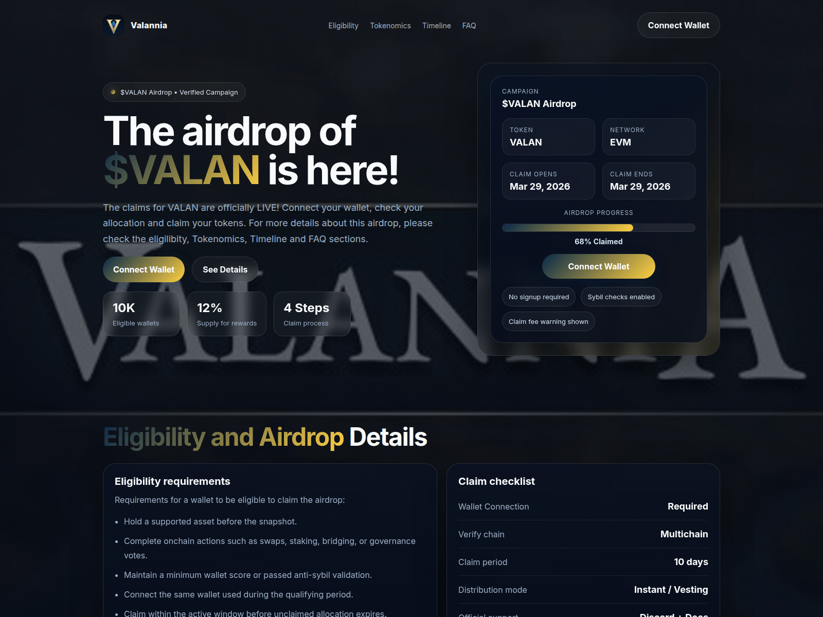 Screenshot of valannia.app