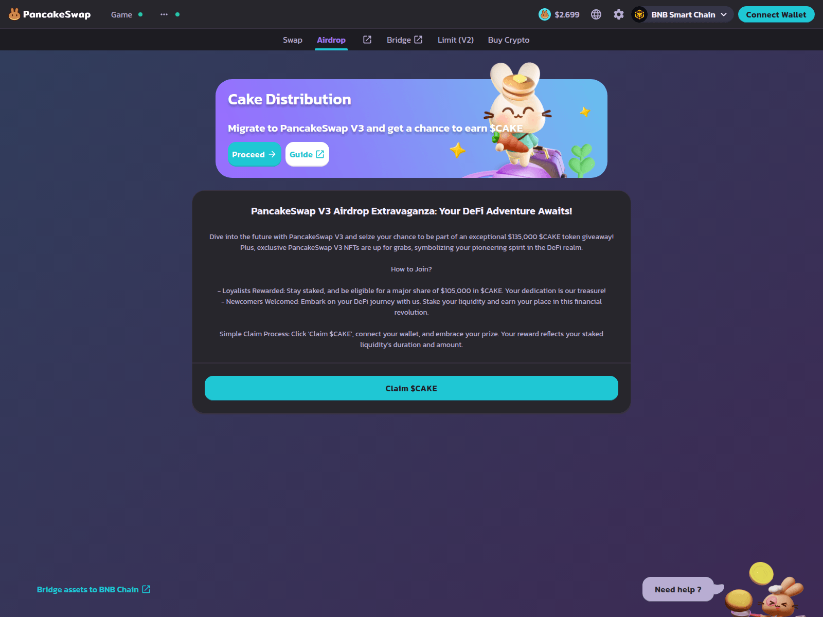 Screenshot of cake-claiming.app