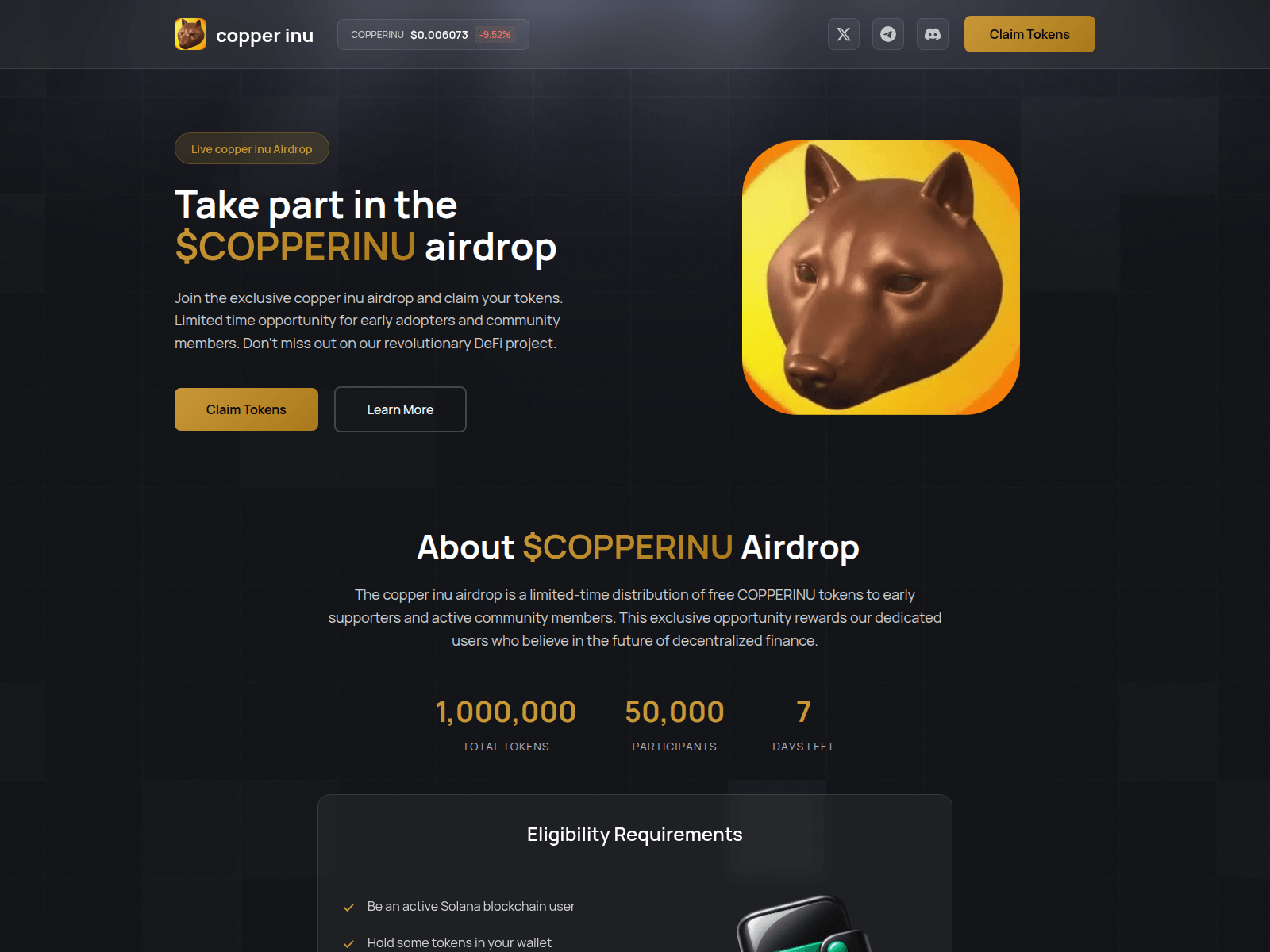 Screenshot of register-copperinu.fun