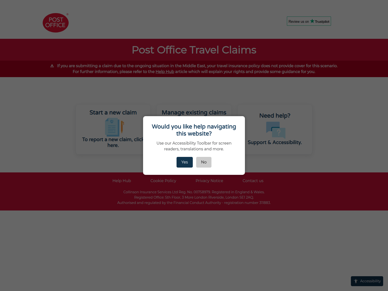 Forensic screenshot of postoffice.claimhere.co.uk