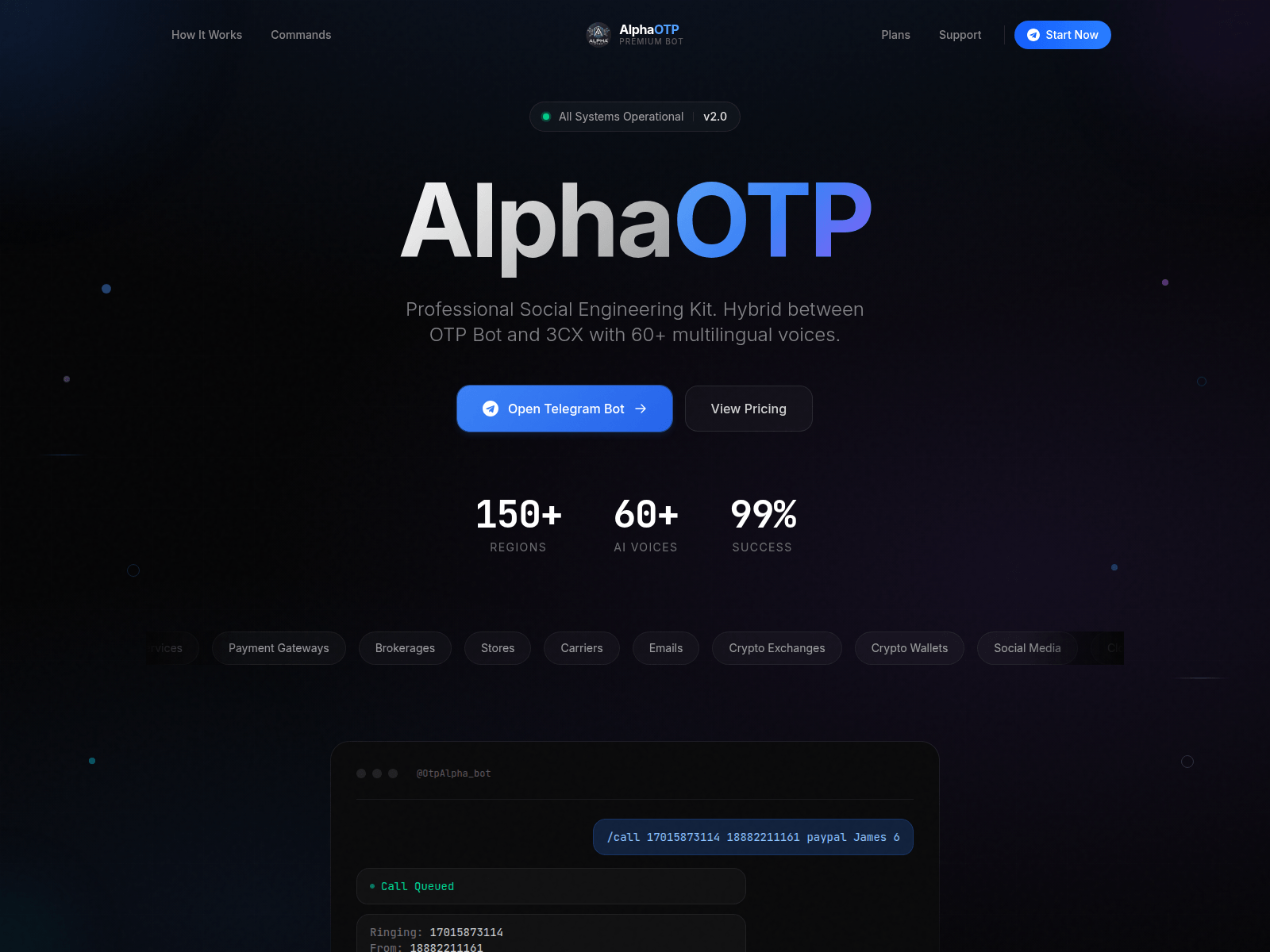 Screenshot of alphaotpbot.com