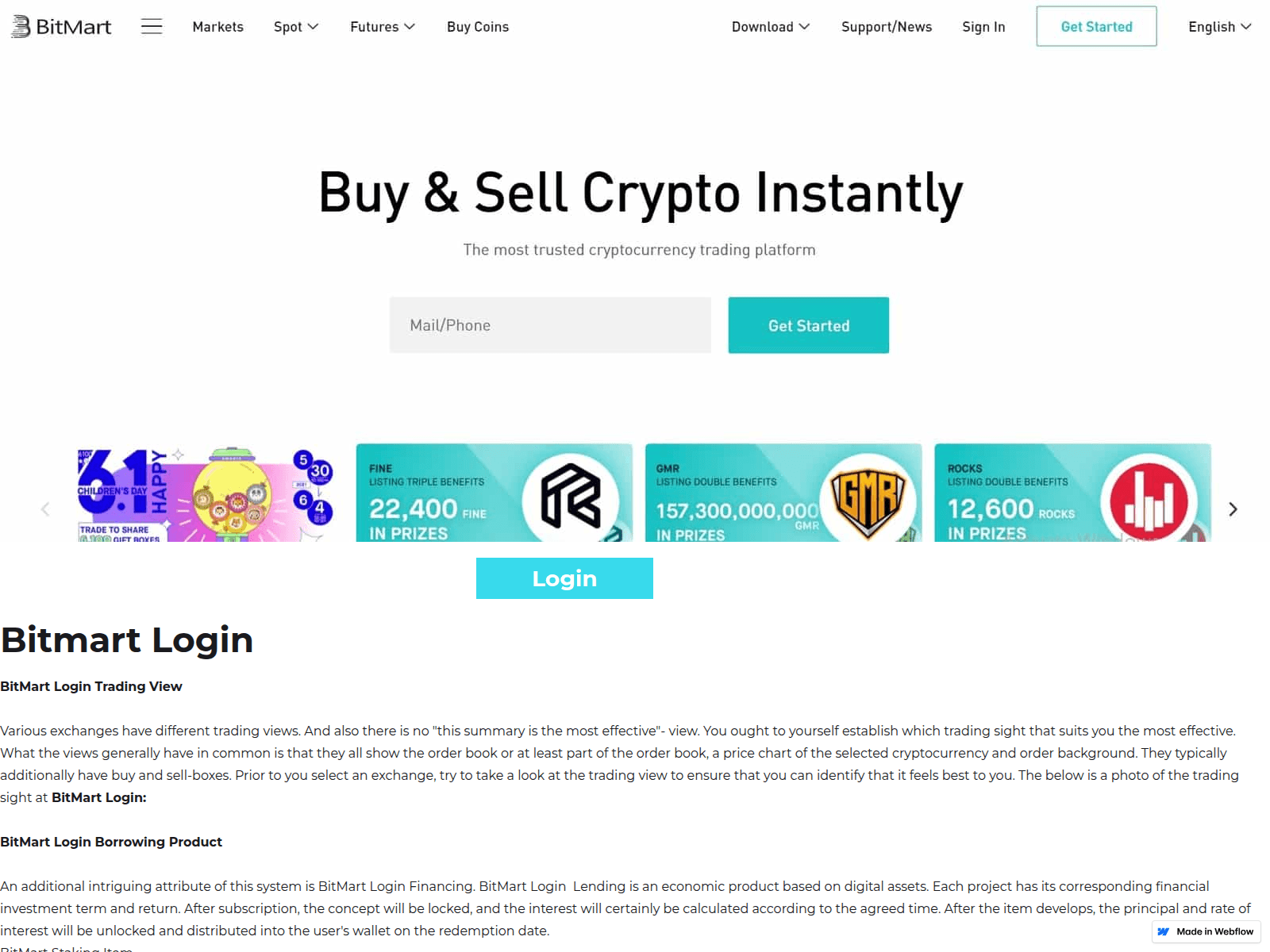 Screenshot of bitmartlogins.webflow.io