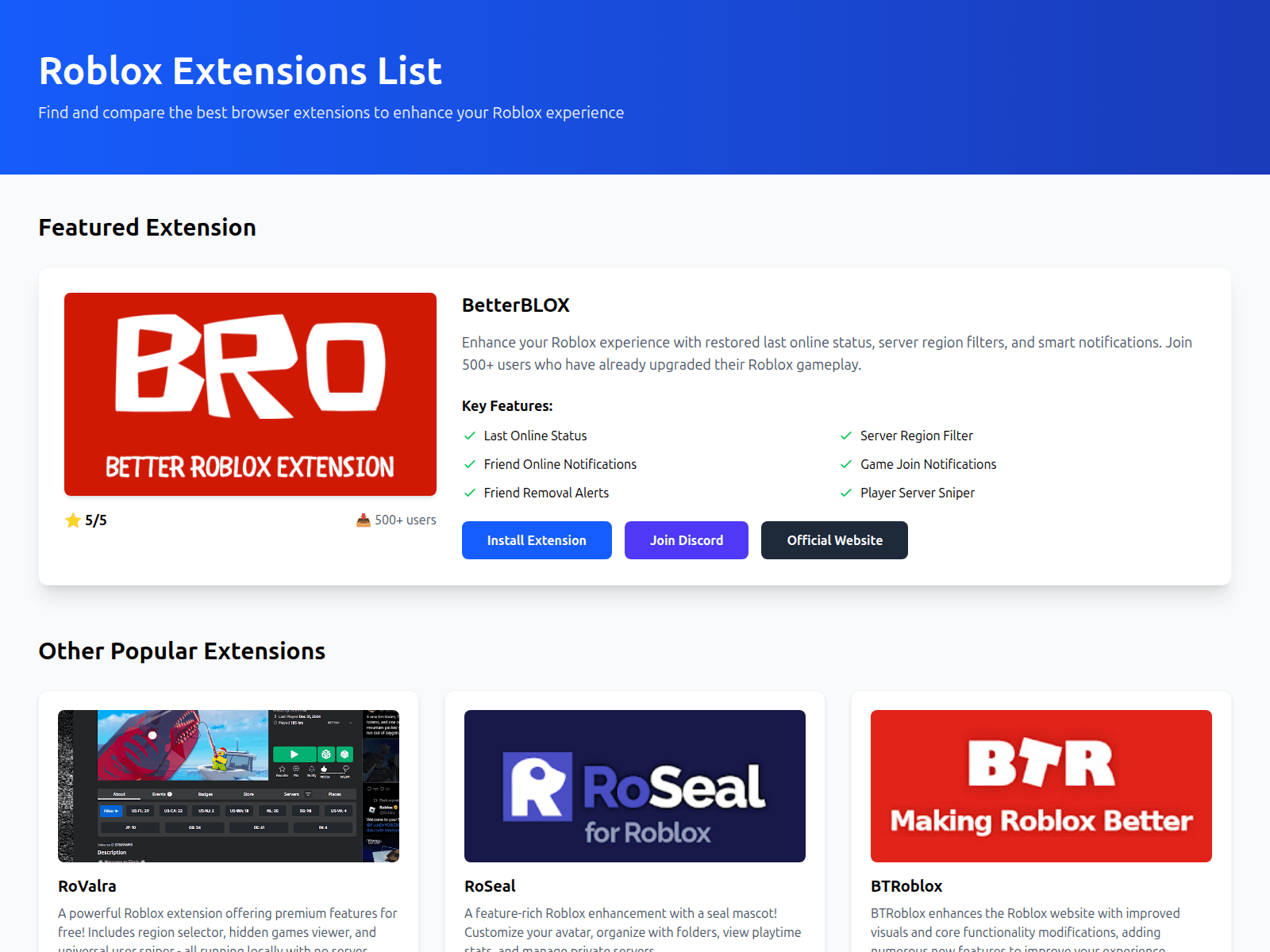 Screenshot of robloxextension.com