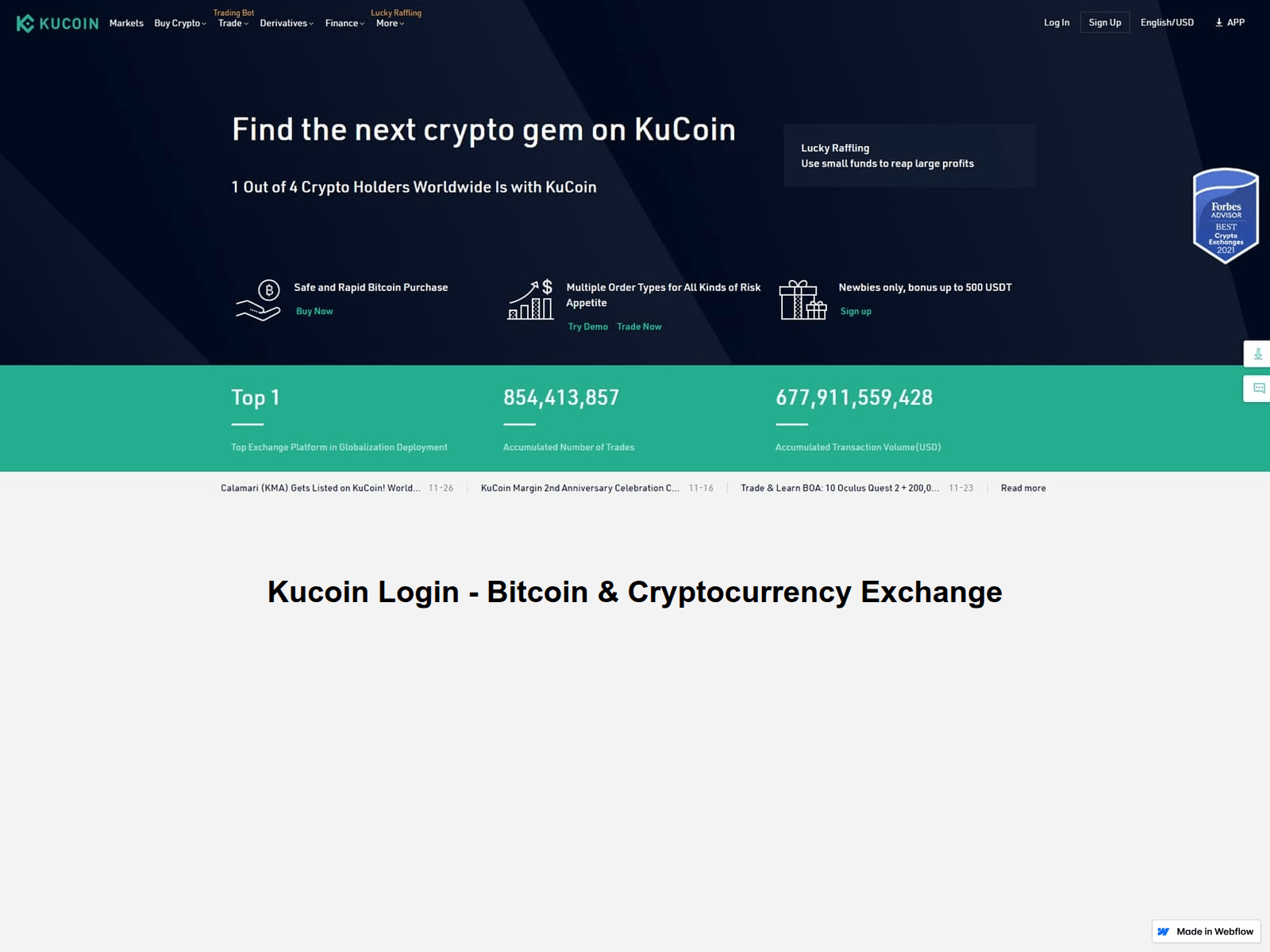 Screenshot of kucoinelogin.webflow.io
