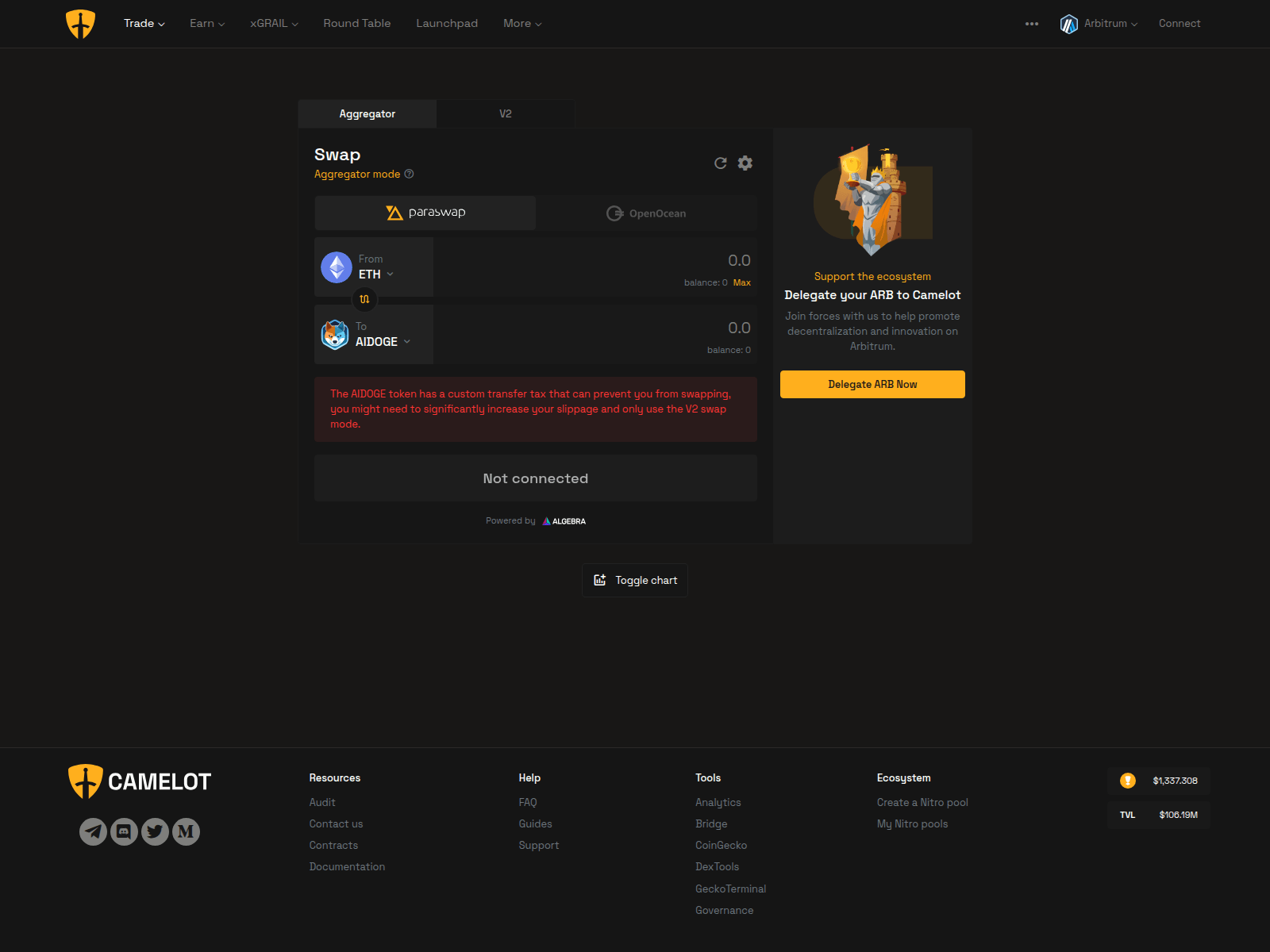 Screenshot of app-camelot-exchange.pages.dev