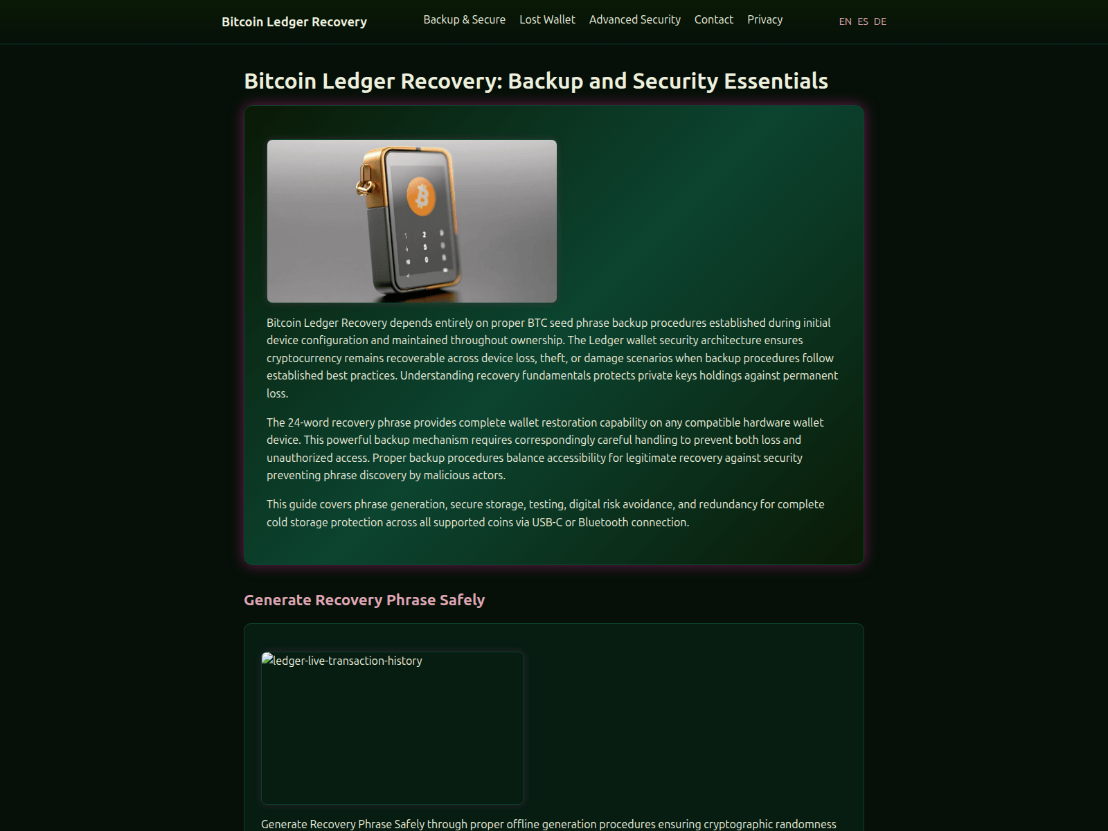 Screenshot of bitcoin-ledger-recover.com