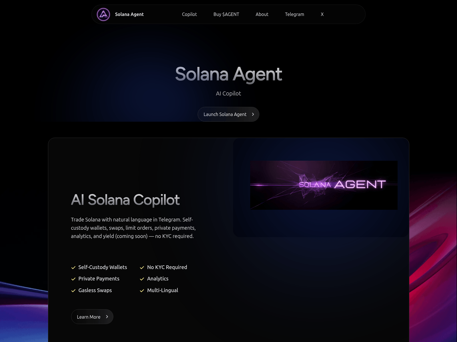 Screenshot of solana-agent.com