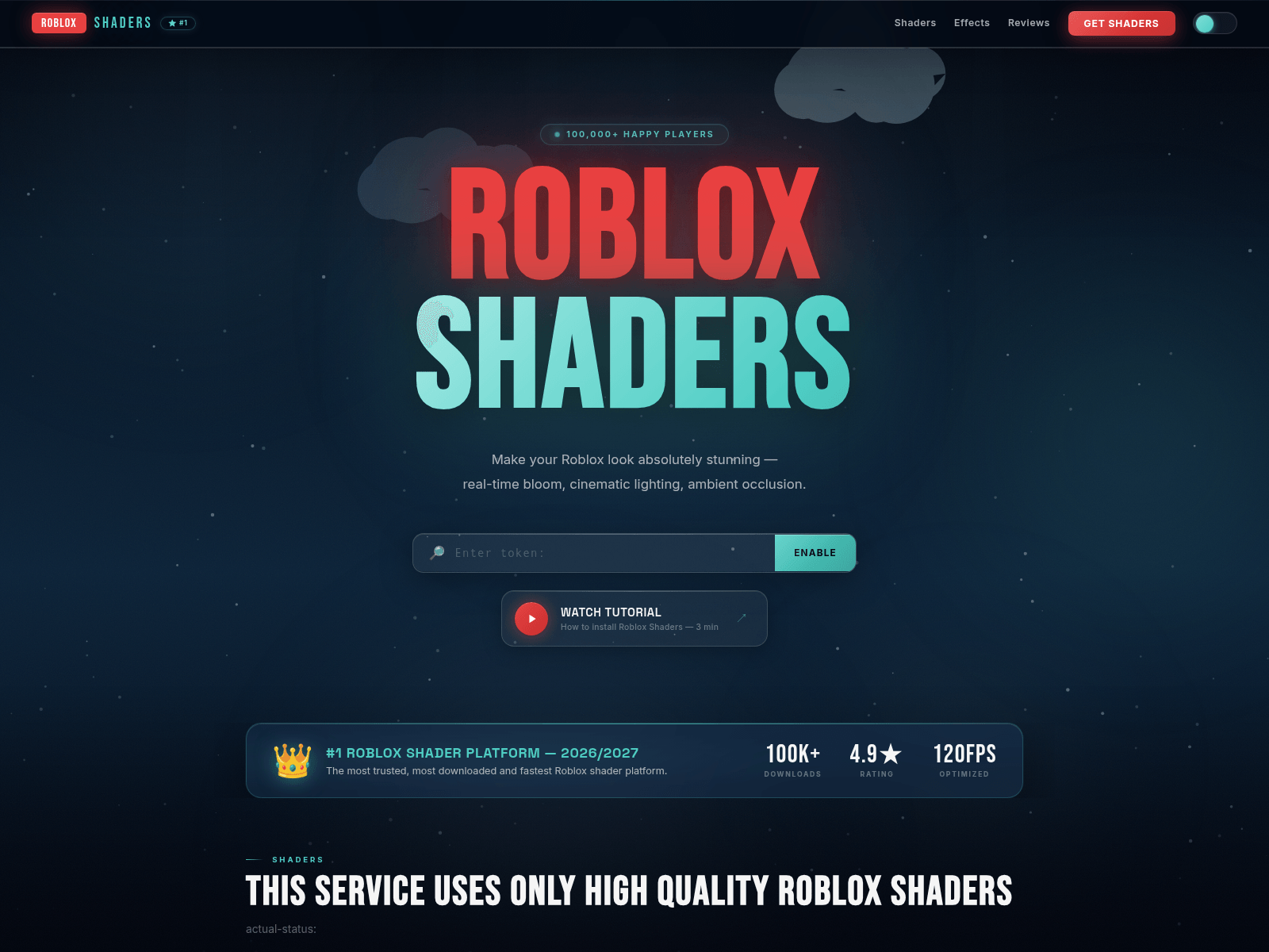 Screenshot of rbxshader.xyz