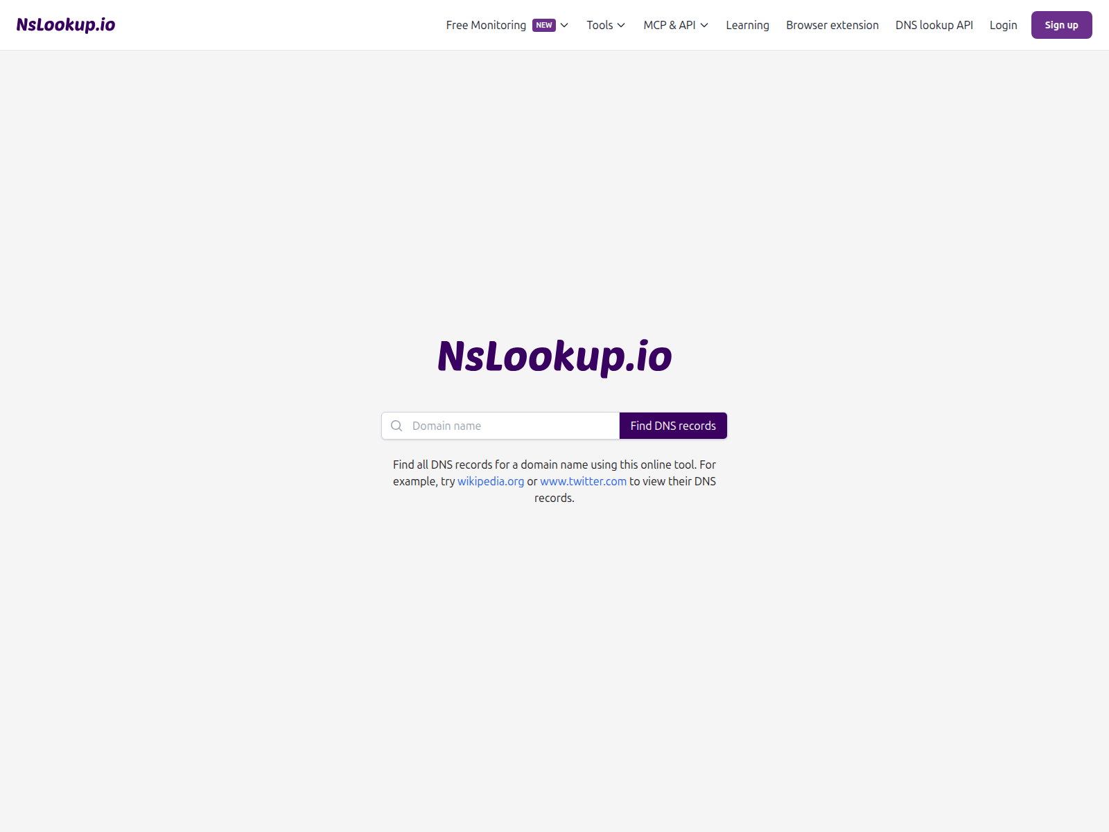 Forensic screenshot of www.nslookup.io