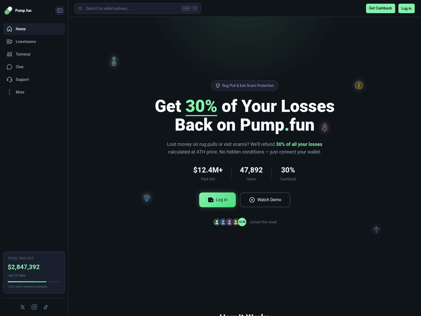 Forensic screenshot of cashback-pump.com