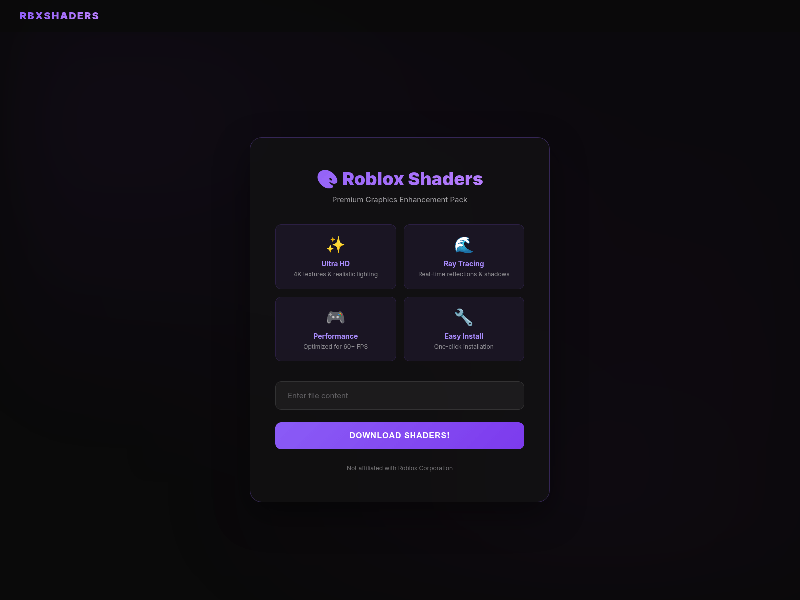 Forensic screenshot of rbxshaders.pro