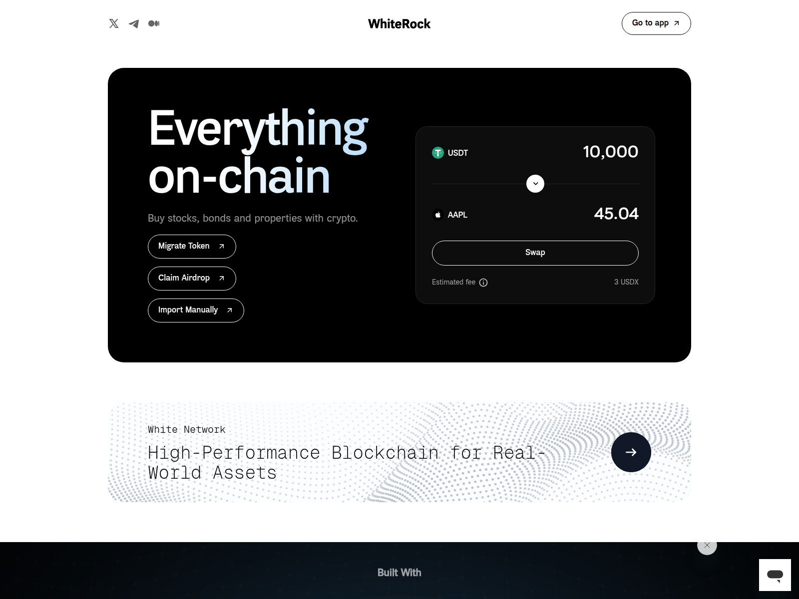 Forensic screenshot of whiterock.pages.dev