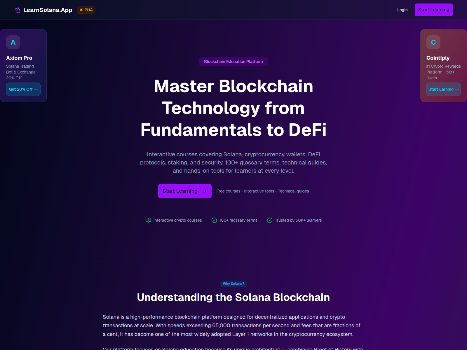 Forensic screenshot of learnsolana.app