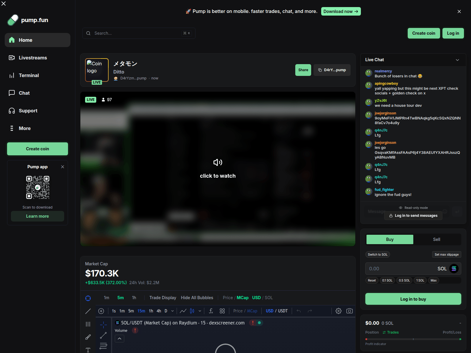 Forensic screenshot of pumpchatstreaming.live