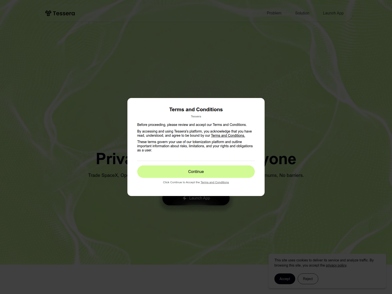 Forensic screenshot of tesserape.xyz