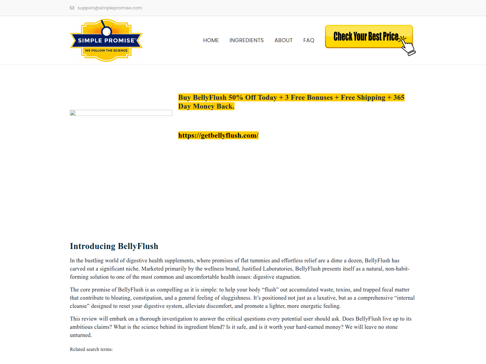 Знімок екрана bellyflush.com