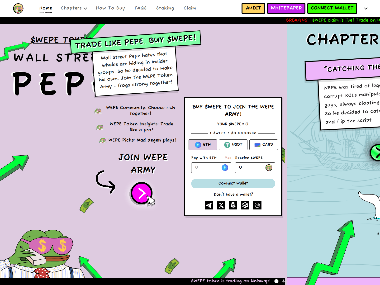 Forensic screenshot of web-wallstreetpepe.pages.dev