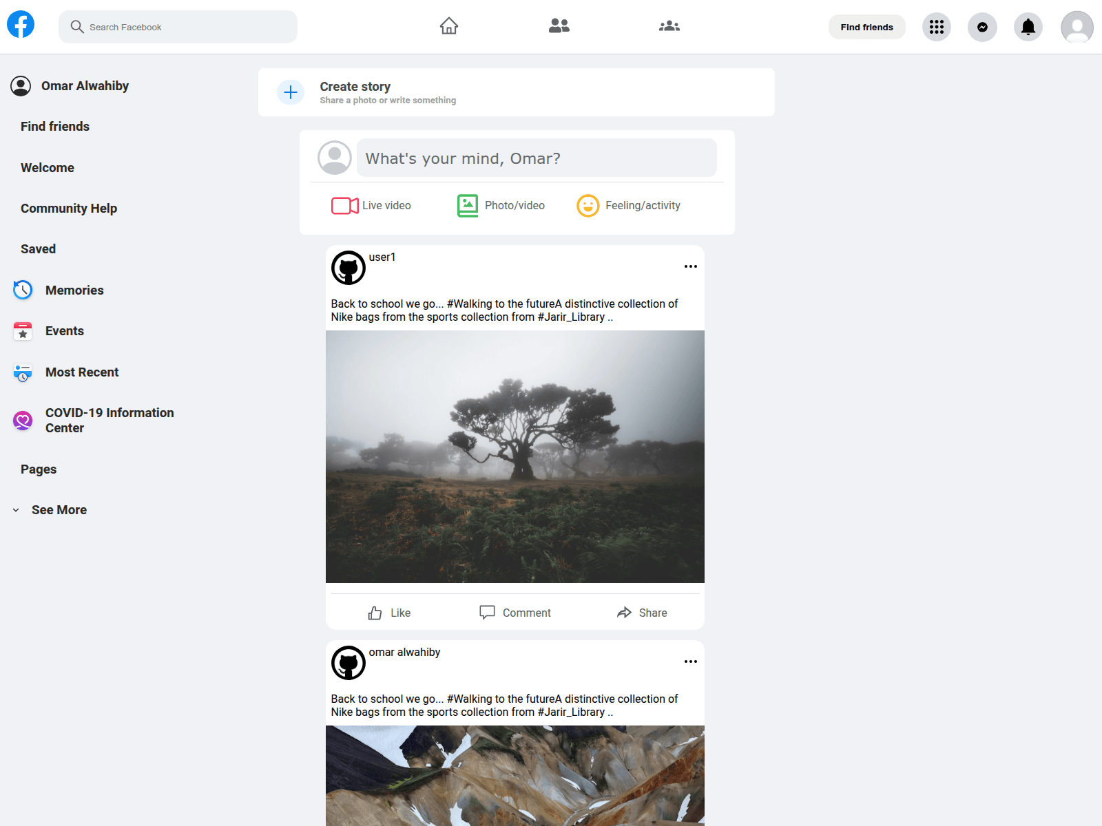 Forensic screenshot of facebook-frontend-capstone.vercel.app