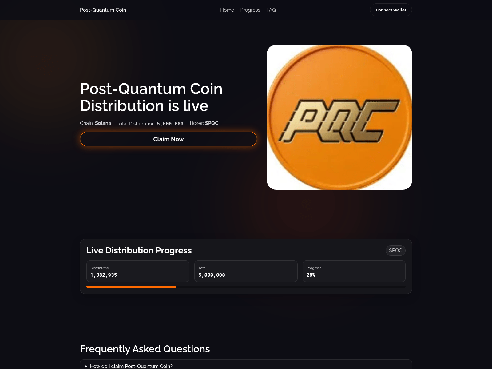 Screenshot of postquantumcoin.lol