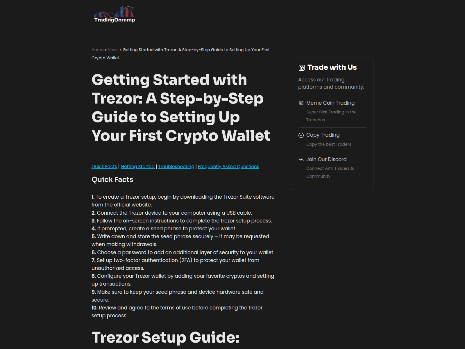 Screenshot of tradingonramp.com